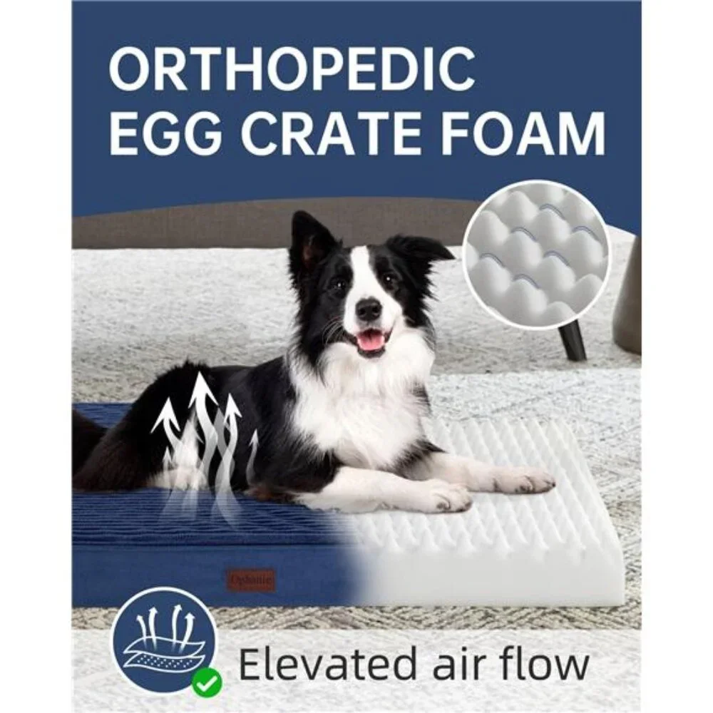 Navy Orthopedic Dog Bed Large Dogs Non-Slip Bottom Waterproof Size(35
